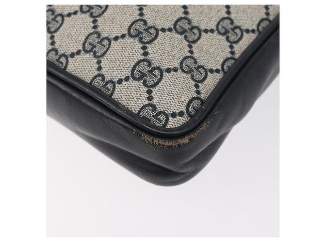 GUCCI GG Supreme Sherry Line Shoulder Bag PVC Navy Gold Auth 180181 Golden Navy blue - view 11