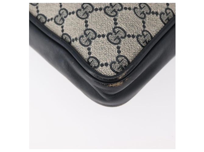 GUCCI GG Supreme Sherry Line Shoulder Bag PVC Navy Gold Auth 180181 Golden Navy blue - view 12