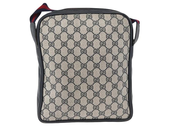 GUCCI GG Supreme Sherry Line Shoulder Bag PVC Navy Gold Auth 180181 Golden Navy blue - view 3
