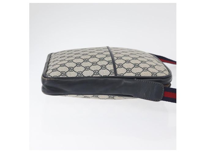 GUCCI GG Supreme Sherry Line Shoulder Bag PVC Navy Gold Auth 180181 Golden Navy blue - view 4
