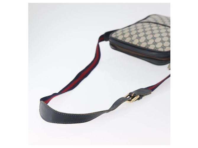 GUCCI GG Supreme Sherry Line Shoulder Bag PVC Navy Gold Auth 180181 Golden Navy blue - view 7