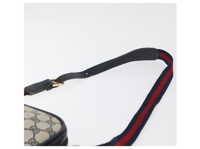 GUCCI GG Supreme Sherry Line Shoulder Bag PVC Navy Gold Auth 180181 Golden Navy blue - view 8