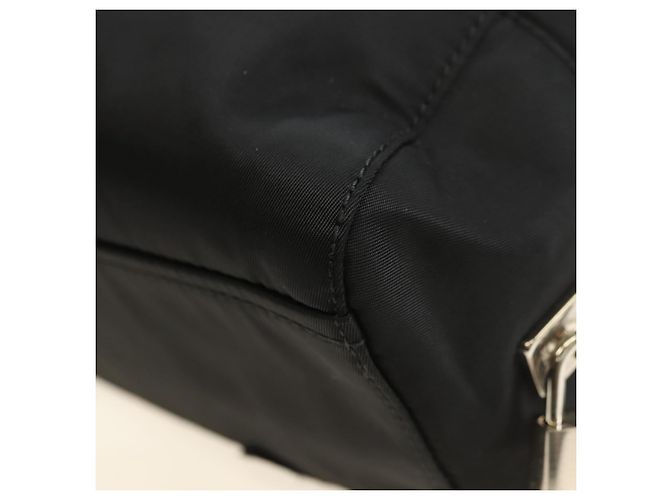 PRADA Hand Bag Nylon Black Silver Auth ki6652SM Silvery - view 13