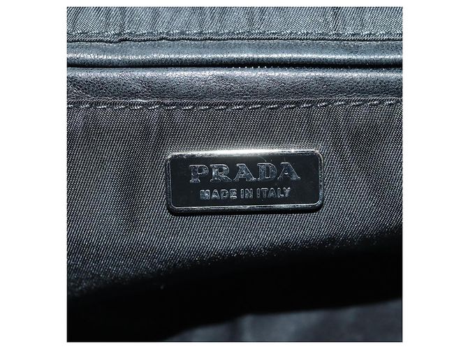 PRADA Hand Bag Nylon Black Silver Auth ki6652SM Silvery - view 18