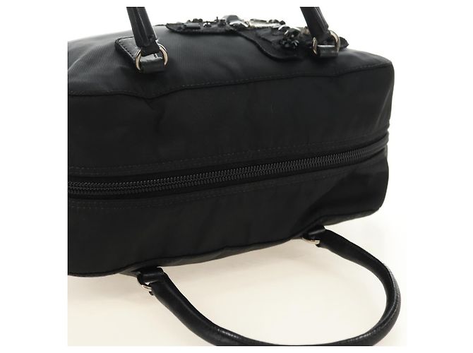 PRADA Hand Bag Nylon Black Silver Auth ki6652SM Silvery - view 6