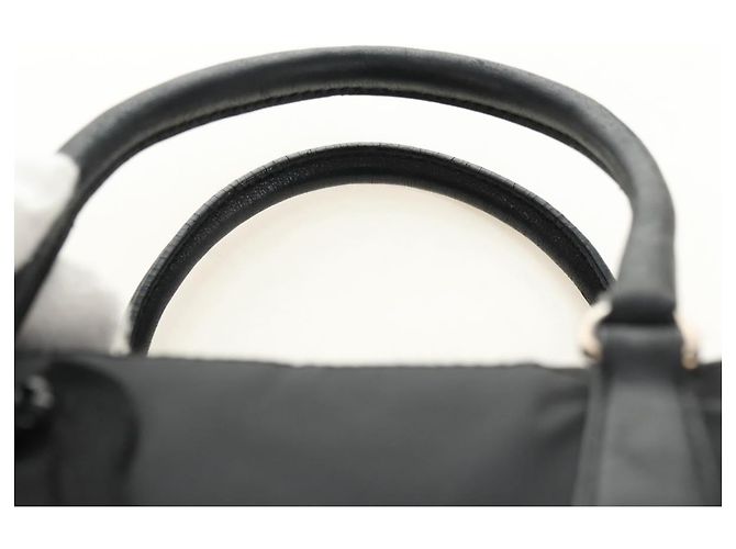 PRADA Hand Bag Nylon Black Silver Auth ki6652SM Silvery - view 8