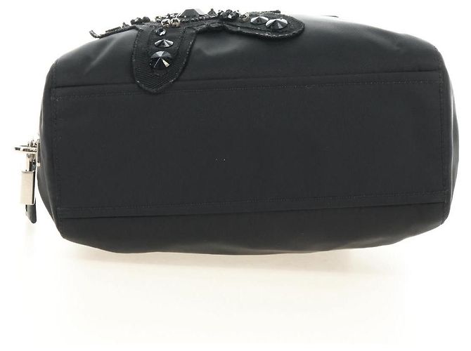 PRADA Hand Bag Nylon Black Silver Auth ki6652SM Silvery - view 9