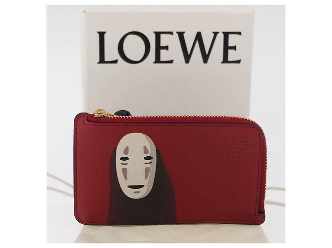 LOEWE Studio Ghibli Spirited Away Kaonashi Tarjetero Rojo Oro Auth 167382SM Roja Dorado - vista 12