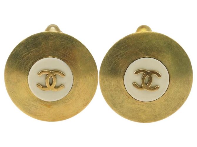 Orecchini CHANEL COCO Mark in metallo Gold Tone CC Auth 181300V - vista 2