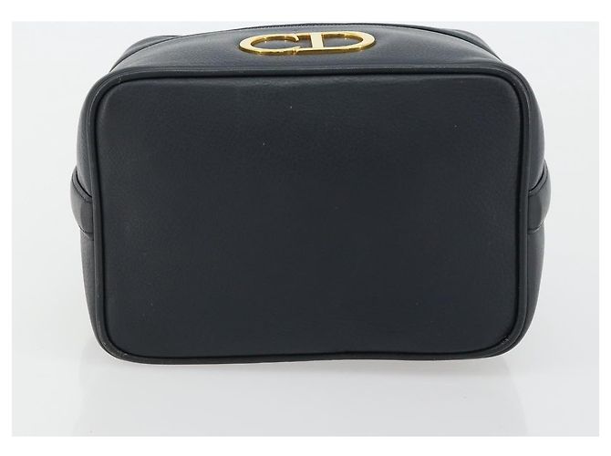 Borsa Vanity Christian Dior in pelle blu navy e oro Auth 182020A D'oro - vista 10