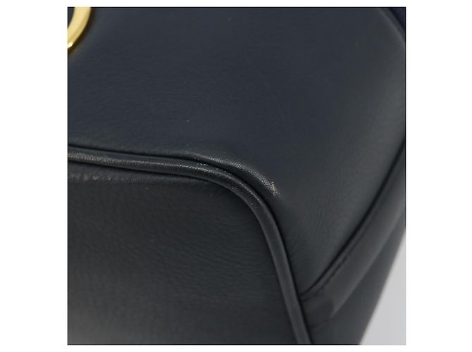 Borsa Vanity Christian Dior in pelle blu navy e oro Auth 182020A D'oro - vista 11