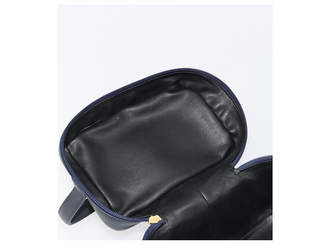 Borsa Vanity Christian Dior in pelle blu navy e oro Auth 182020A D'oro - vista 16