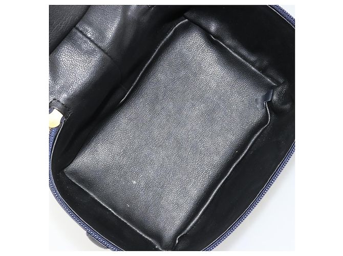 Borsa Vanity Christian Dior in pelle blu navy e oro Auth 182020A D'oro - vista 17