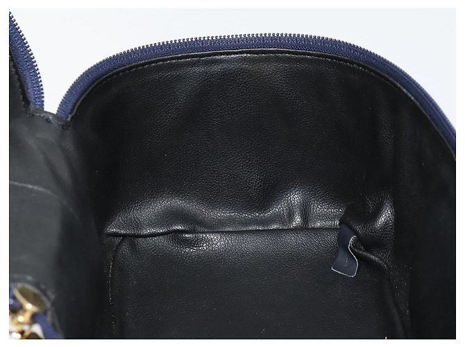 Borsa Vanity Christian Dior in pelle blu navy e oro Auth 182020A D'oro - vista 18