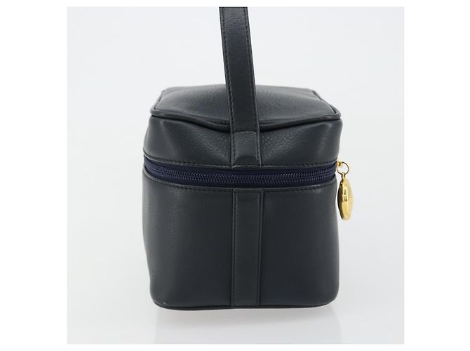 Borsa Vanity Christian Dior in pelle blu navy e oro Auth 182020A D'oro - vista 4