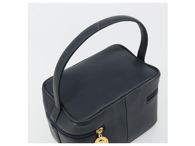 Borsa Vanity Christian Dior in pelle blu navy e oro Auth 182020A D'oro - vista 6
