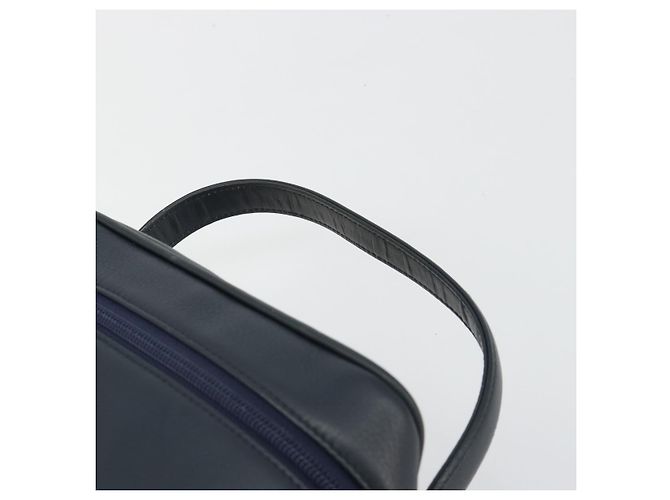 Borsa Vanity Christian Dior in pelle blu navy e oro Auth 182020A D'oro - vista 8