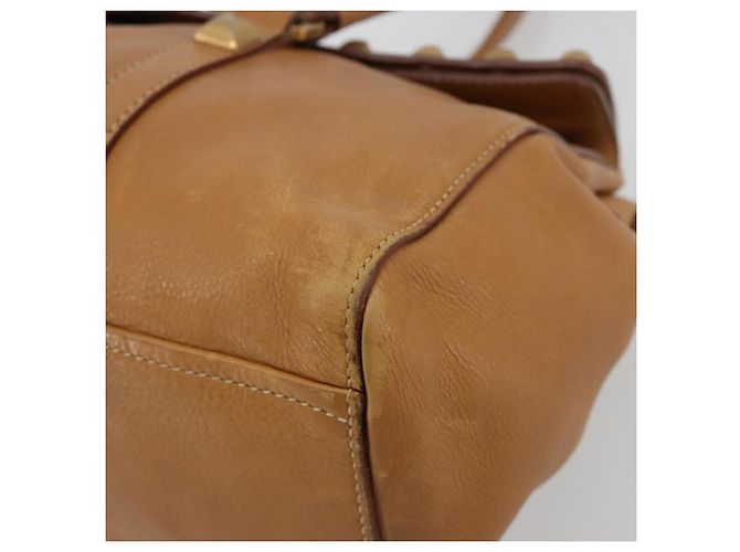 Bolso Tote PRADA de piel beige dorado Auth 181853A - vista 10