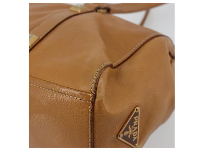 Bolso Tote PRADA de piel beige dorado Auth 181853A - vista 12