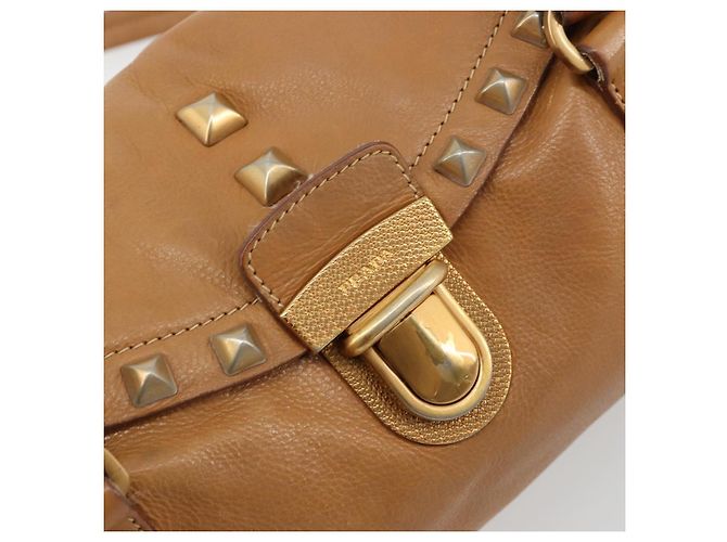 Bolso Tote PRADA de piel beige dorado Auth 181853A - vista 14