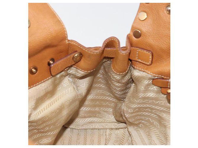 Bolso Tote PRADA de piel beige dorado Auth 181853A - vista 18