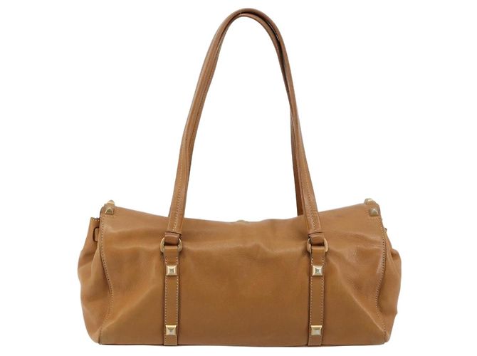 Bolso Tote PRADA de piel beige dorado Auth 181853A - vista 3