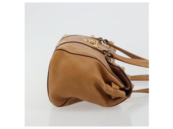 Bolso Tote PRADA de piel beige dorado Auth 181853A - vista 4
