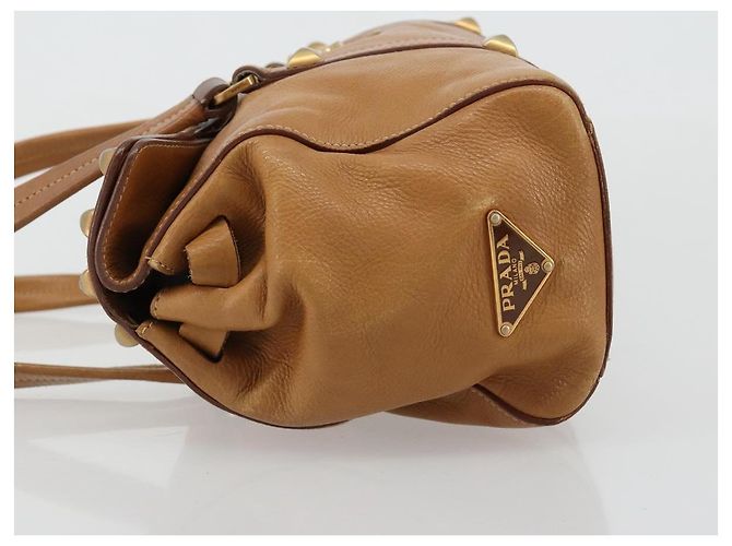 Bolso Tote PRADA de piel beige dorado Auth 181853A - vista 5