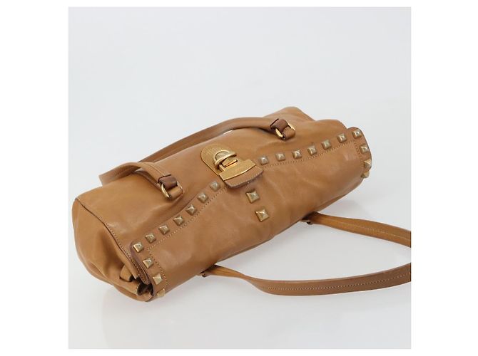 Bolso Tote PRADA de piel beige dorado Auth 181853A - vista 6