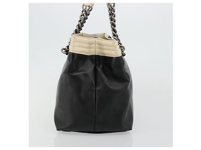 Borsa Tote CHANEL Boy Chanel in pelle di vitello nera e argento CC Auth bs35348 Nero - vista 5