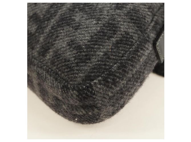 FENDI Zucca Canvas Mamma Baguette Shoulder Bag Wool Gray Silver Auth yk20376SAV Marrone Argento - vista 14
