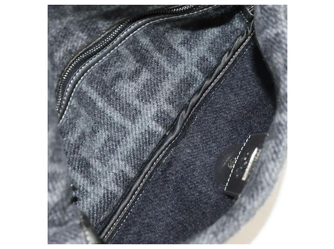 FENDI Zucca Canvas Mamma Baguette Shoulder Bag Wool Gray Silver Auth yk20376SAV Marrone Argento - vista 20