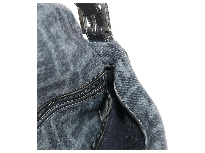FENDI Zucca Canvas Mamma Baguette Shoulder Bag Wool Gray Silver Auth yk20376SAV Marrone Argento - vista 21