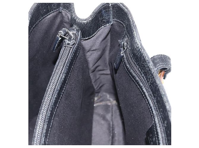 Borsa GUCCI GG Canvas Bamboo Nera 112526 Auth 182862 Nero - vista 18