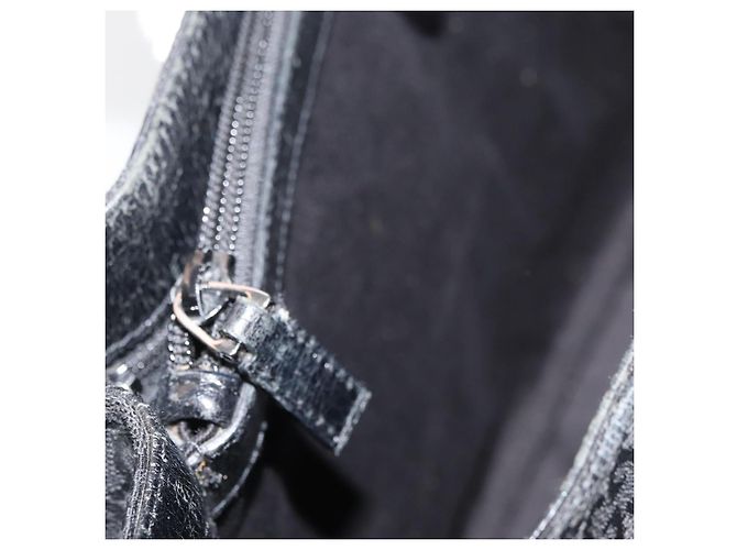 Borsa GUCCI GG Canvas Bamboo Nera 112526 Auth 182862 Nero - vista 22