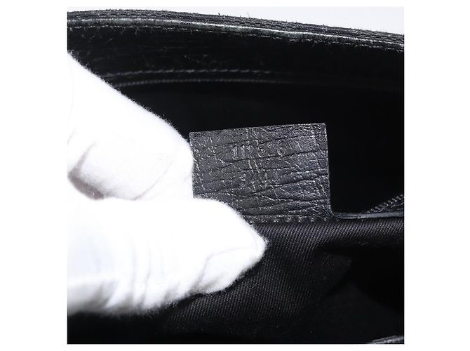 Borsa GUCCI GG Canvas Bamboo Nera 112526 Auth 182862 Nero - vista 26