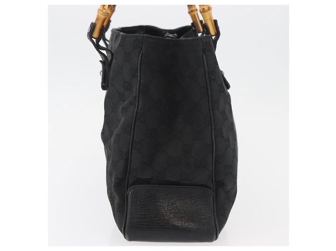 Borsa GUCCI GG Canvas Bamboo Nera 112526 Auth 182862 Nero - vista 5