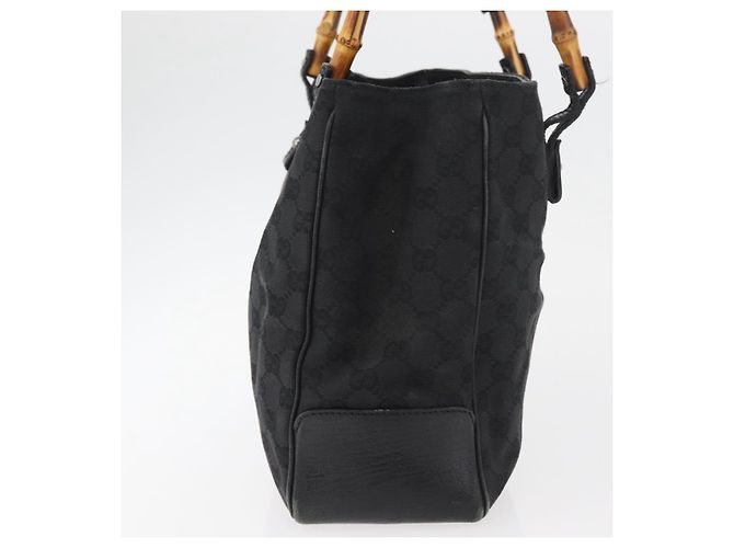 Borsa GUCCI GG Canvas Bamboo Nera 112526 Auth 182862 Nero - vista 6