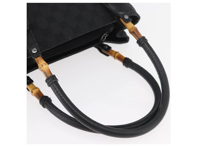 Borsa GUCCI GG Canvas Bamboo Nera 112526 Auth 182862 Nero - vista 8