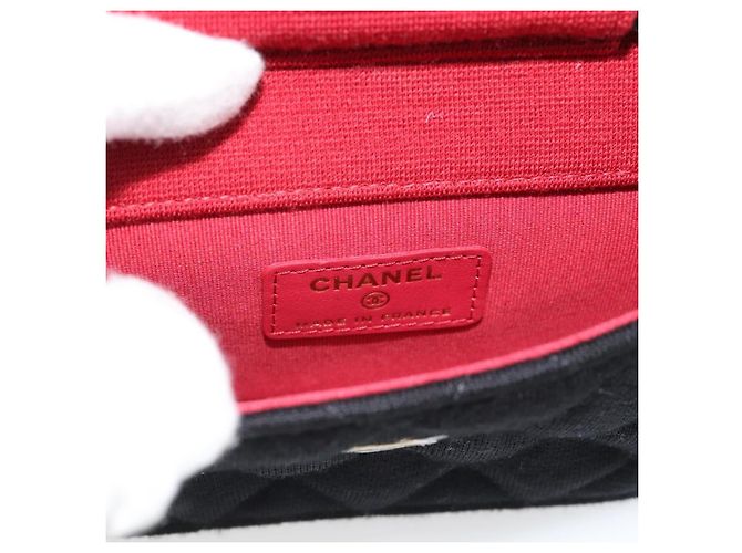 CHANEL Chain Mini Matelasse 12 Shoulder Bag Cotton Black Gold CC Auth 182787SM Nero D'oro - vista 16