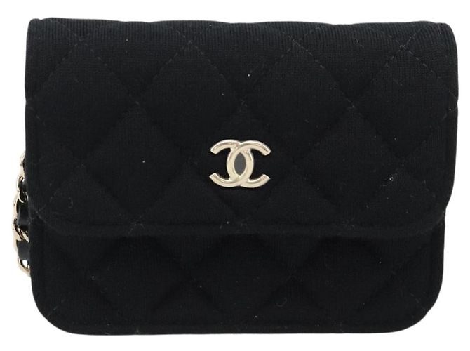 CHANEL Chain Mini Matelasse 12 Shoulder Bag Cotton Black Gold CC Auth 182787SM Nero D'oro - vista 2