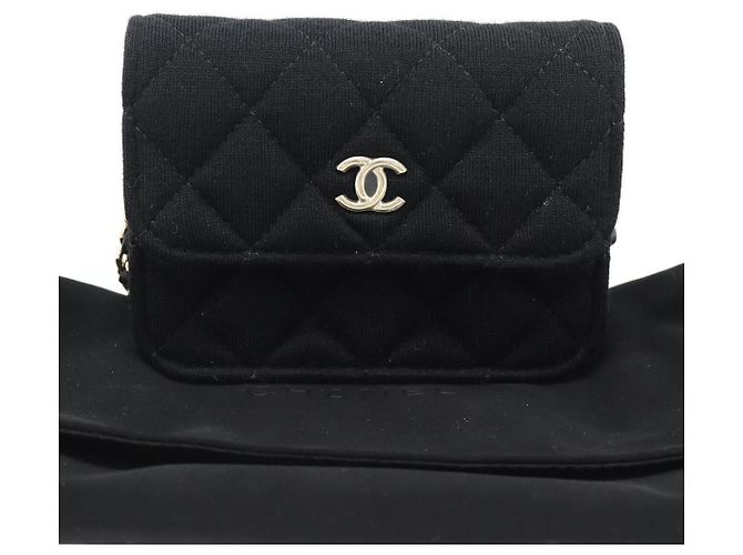 CHANEL Chain Mini Matelasse 12 Shoulder Bag Cotton Black Gold CC Auth 182787SM Nero D'oro - vista 22