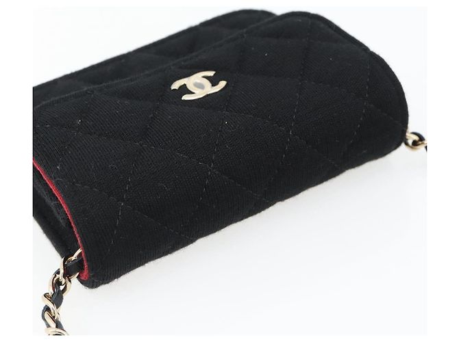 CHANEL Chain Mini Matelasse 12 Shoulder Bag Cotton Black Gold CC Auth 182787SM Nero D'oro - vista 6