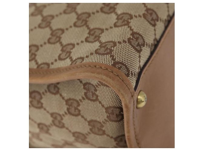 Borsa a Spalla GUCCI GG Canvas Beige Oro 110292 Auth 182469 D'oro - vista 13