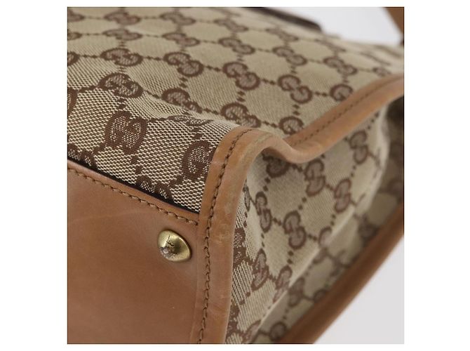 Borsa a Spalla GUCCI GG Canvas Beige Oro 110292 Auth 182469 D'oro - vista 14