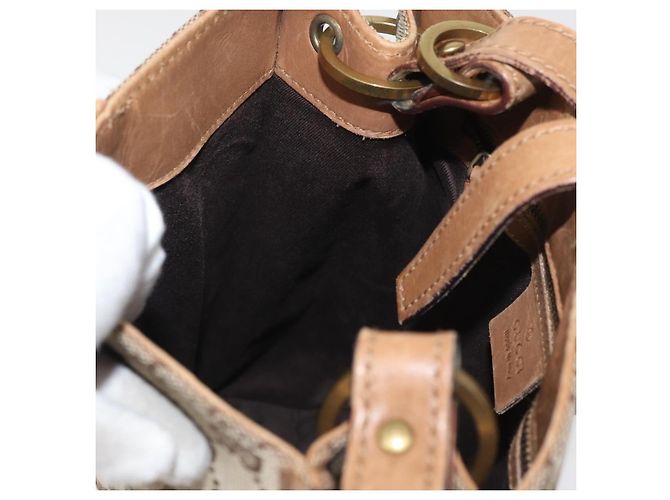 Borsa a Spalla GUCCI GG Canvas Beige Oro 110292 Auth 182469 D'oro - vista 19