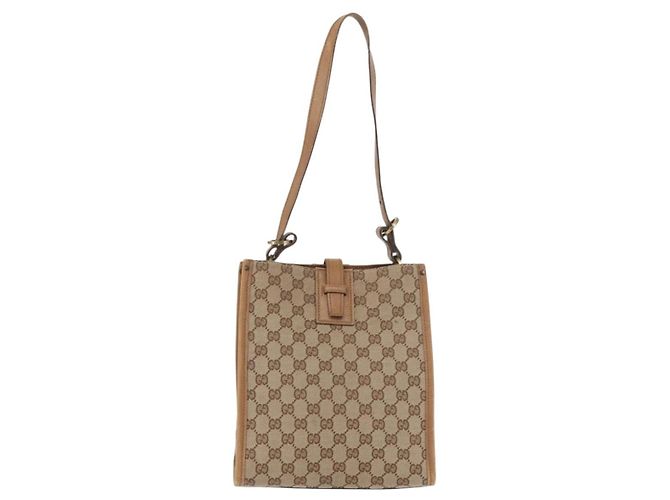 Borsa a Spalla GUCCI GG Canvas Beige Oro 110292 Auth 182469 D'oro - vista 2