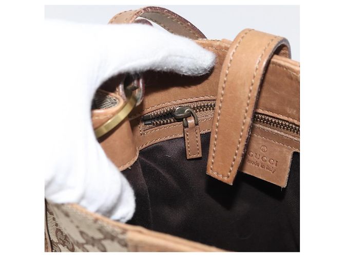 Borsa a Spalla GUCCI GG Canvas Beige Oro 110292 Auth 182469 D'oro - vista 20