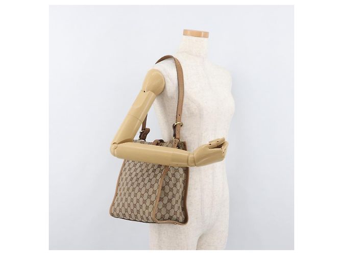 Borsa a Spalla GUCCI GG Canvas Beige Oro 110292 Auth 182469 D'oro - vista 23