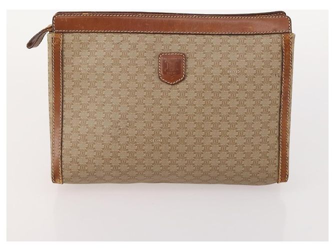 Céline CELINE Bolsa de lona Macadam C Macadam em PVC e couro Marrom Autêntica 174584 Preto Bege - vista 9